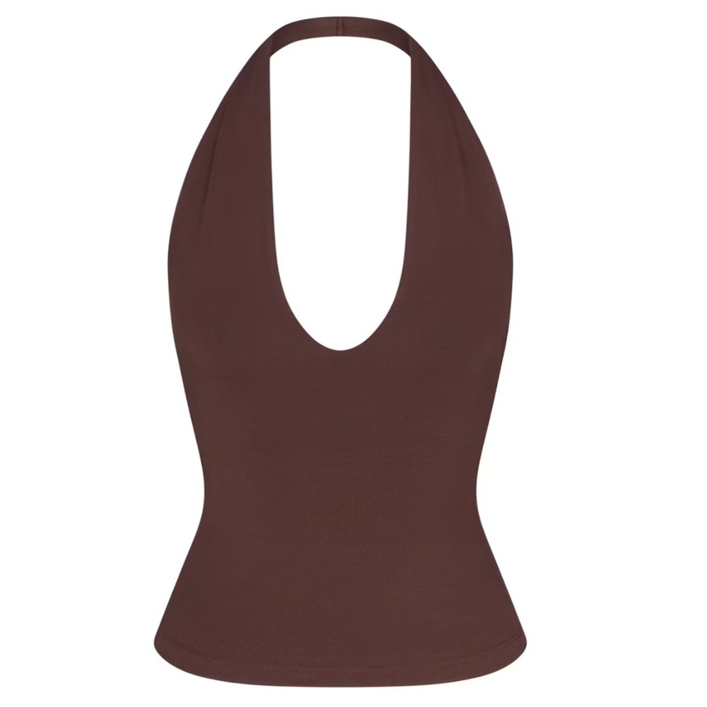 Skims Smooth Layers Halter Top Cocoa Brown TP-TNK-11868W XS